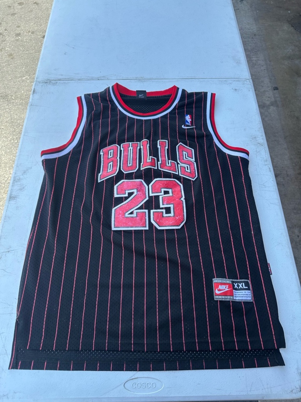 Vintage Nike Team Sports Michael Jordan Chicago Bulls Black Striped Jersey XXL